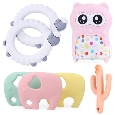 Food Grade Silicone Baby Teethers Tidak Beracun, Mainan Karet Antiwear Untuk Bayi