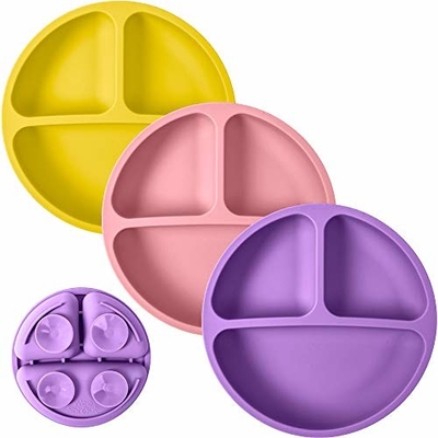Rainbow Silicone Feeding Set Silicone Dibagi Suction Plate Tiga Komponen