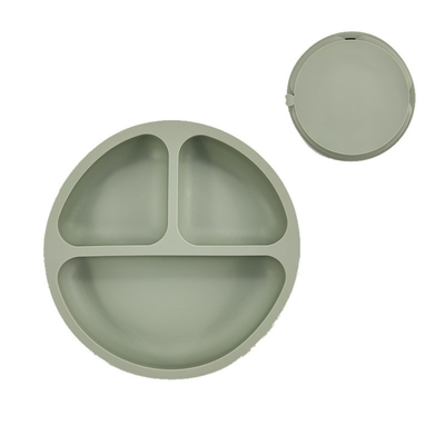 Food Grade BPA Free Silicone Suction Dibagi Piring Untuk Menyapih Bayi