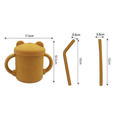Anti Bocor Silicone Non Slip Baby Sippy Cup Dengan Sedotan Untuk Memberi Makan