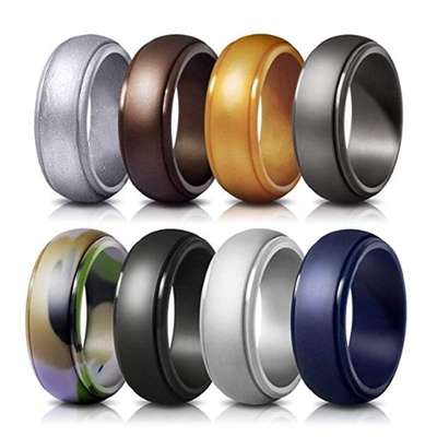 Amazon Best Seller Silicone Ring Step Edge Wedding Band Cincin Olahraga Silikon untuk Pria
