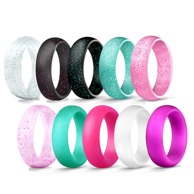 Cincin Silikon Kustom Bergaya Wanita Dengan Cincin Pernikahan Silikon Flash Chic Halus