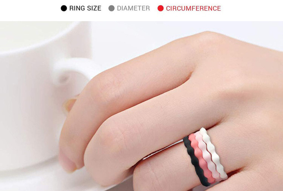 Logo Kelas Medis Custom Wedding Silicone Rubber Finger Rings Untuk Wanita