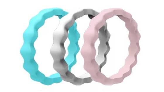 Logo Kelas Medis Custom Wedding Silicone Rubber Finger Rings Untuk Wanita